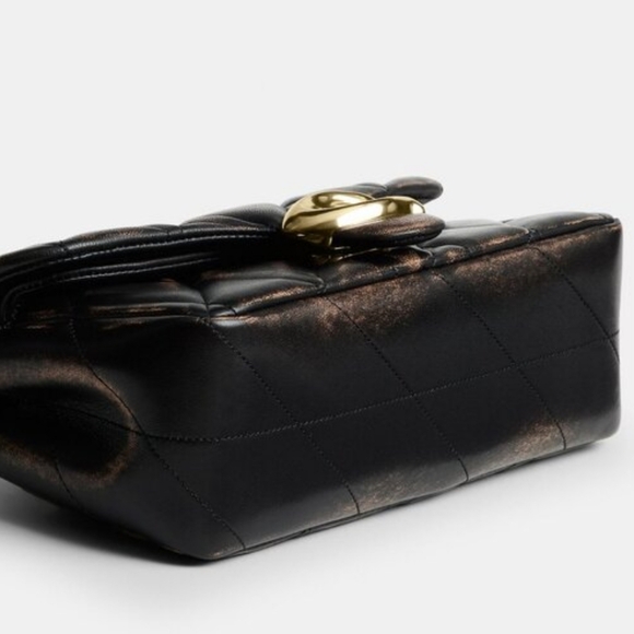 Coach Tabby Shoulder Bag 20 w/ Quilting Chain, Leather Straps Loved Leather - Picture 13 of 16